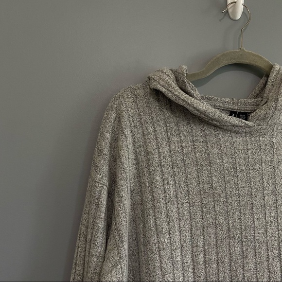 Vero Moda Tilda Ribbed Hoodie Long Sleeves In Light Grey Melange Size XL NWT - Picture 9 of 12